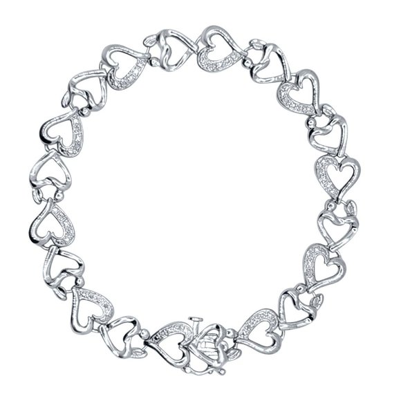 Maulijewels Mother & Child 0.10 Ct Diamond 925 Sterling Silver Linked Bracelet - Picture 1 of 7
